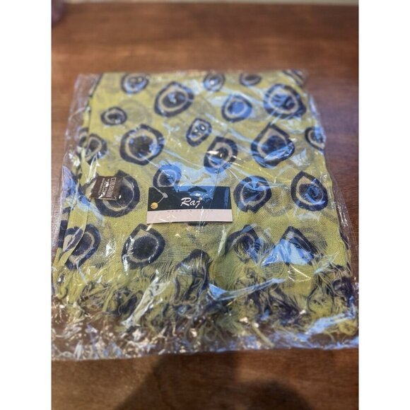 Raj Anthropologie 100% Cotton Scarf Green Blue Made In India 31”x 66” - Picture 1 of 5